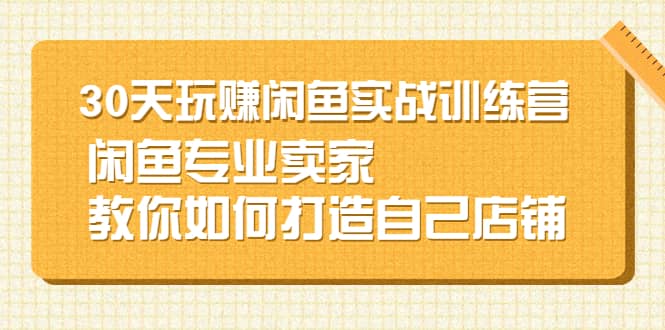 30天玩赚闲鱼实战训练营，闲鱼专业卖家教你如何打造自己店铺-让一部分人先富起来默财创业网