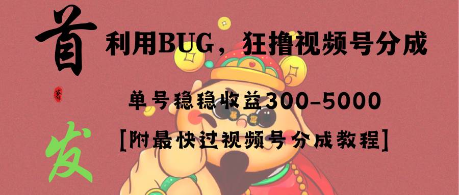 全网独家首发，视频号BUG，超短期项目，单号每日净收益300-5000！-让一部分人先富起来默财创业网