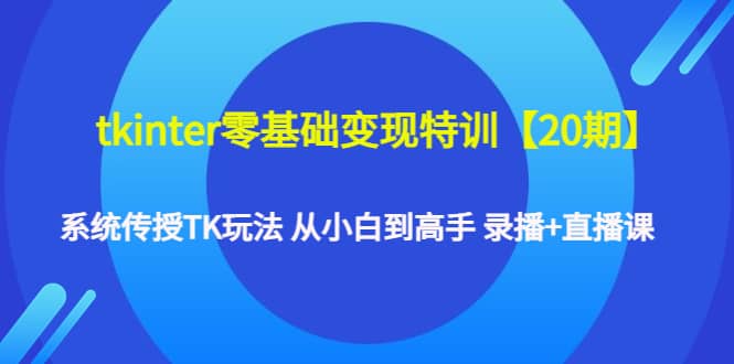 tkinter零基础变现特训【20期】系统传授TK玩法 从小白到高手 录播 直播课-让一部分人先富起来默财创业网
