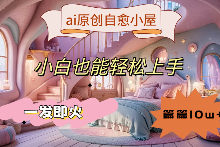 ai原创治愈小屋，小白也能轻松上手，一发即火，篇篇10w+-让一部分人先富起来默财创业网